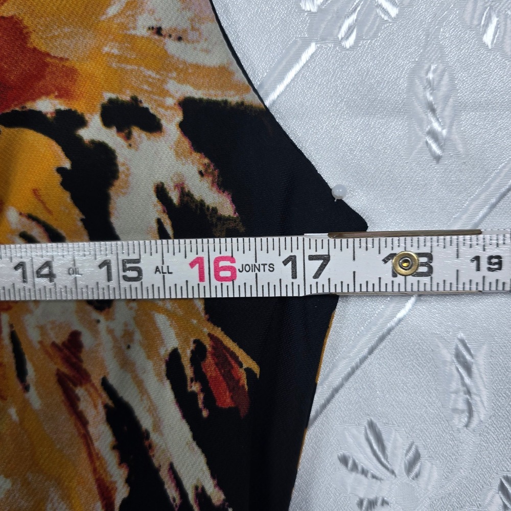 Signature by Robbie Bee Midi Dress Woman Size 14 Black Floral Print V Neck Lined - Picture 5 of 13